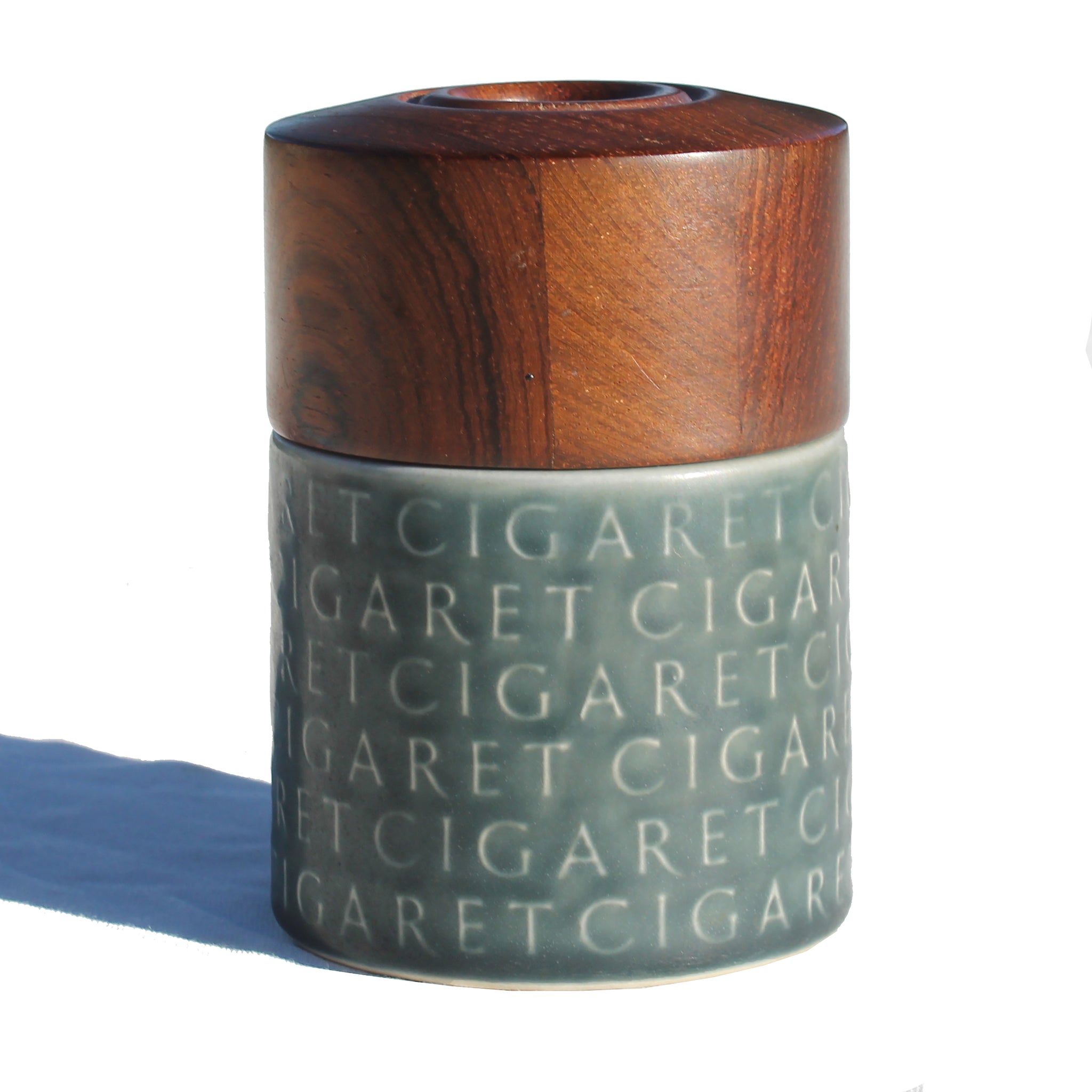 Porte-cigarettes vintage / céramique de Kronjyden ( Danmark ) par Jens Quistgaard / Série Tabac / Azur ( 1965 ).