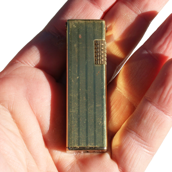 Briquet ZILON LYNX – Métal doré strié – Butane – Vintage