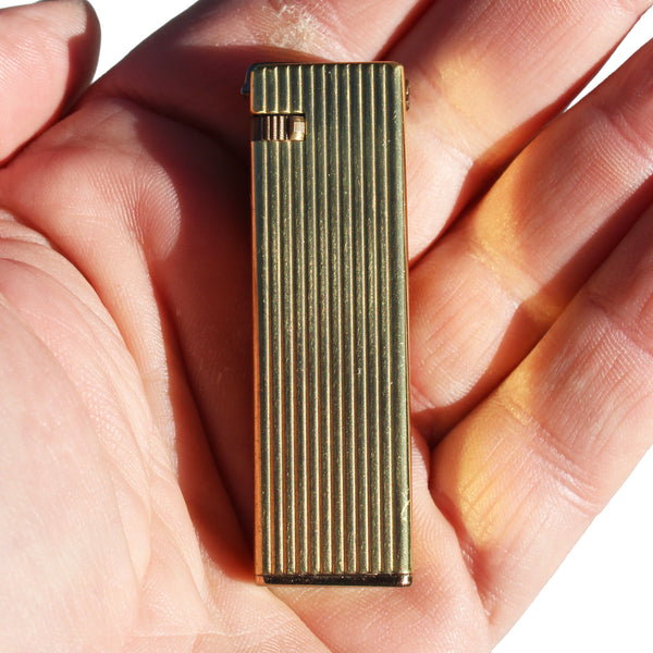 Briquet ZILON LYNX – Métal doré strié – Butane – Vintage