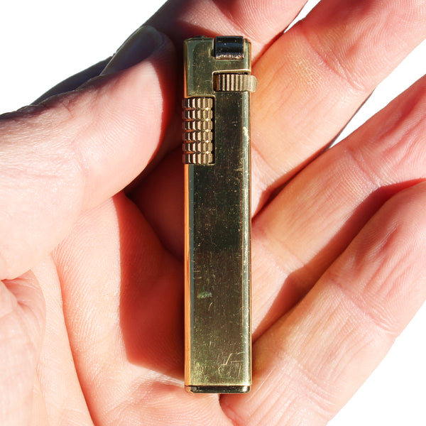 Briquet ZILON LYNX – Métal doré strié – Butane – Vintage