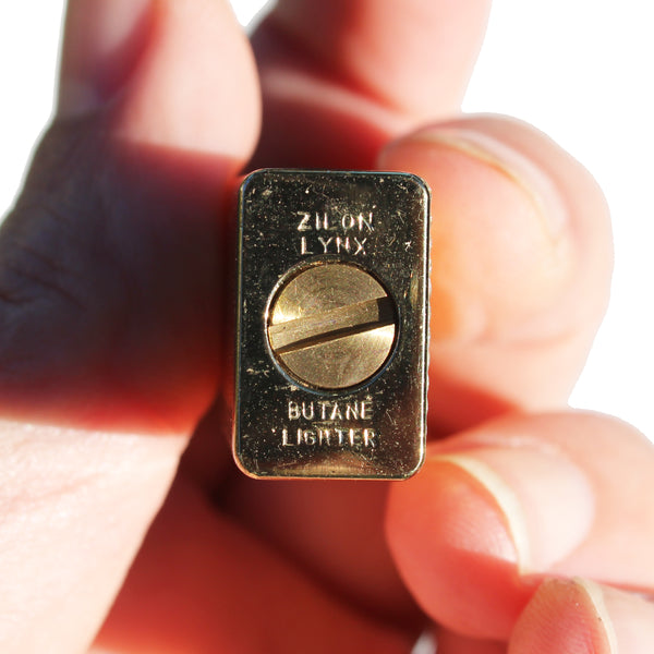 Briquet ZILON LYNX – Métal doré strié – Butane – Vintage