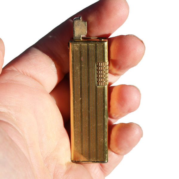 Briquet ZILON LYNX – Métal doré strié – Butane – Vintage
