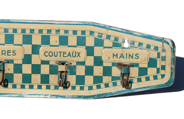 Ancien accroche / porte torchons de cuisine en tôle peinte patinée style Lustucru