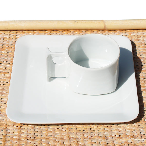 Tasse à déjeuner + soucoupe vintage en porcelaine de Virebent par René Bertoux