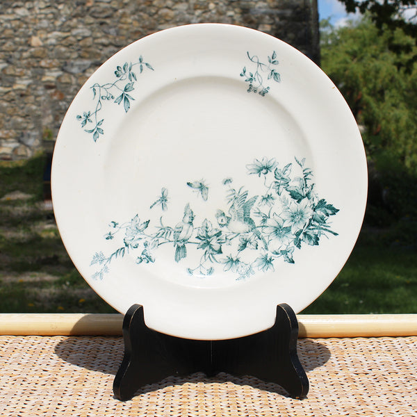 Ancienne assiette plate 23.7 cm en faïence de Longwy modèle Mignon