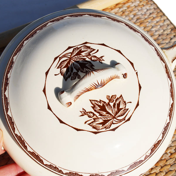 Ancienne petite soupière / légumier en faïence de Sarreguemines modèle Argonne