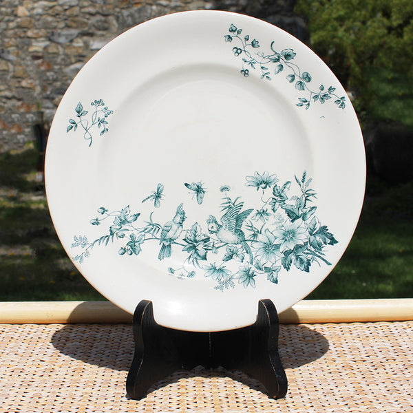 Ancienne assiette plate 23.7 cm en faïence de Longwy modèle Mignon