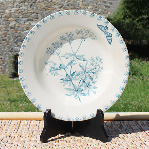 Ancienne assiette creuse 23.3 cm en faïence Terre de Fer / Service Valius / papillon