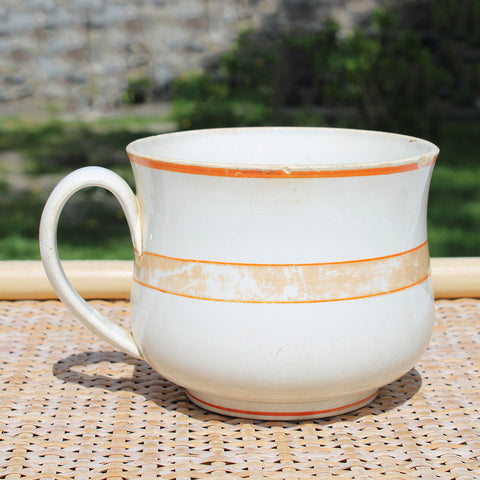 Grande tasse à chocolat ancienne en faïence de Creil et Montereau LM & Cie / décor rayé