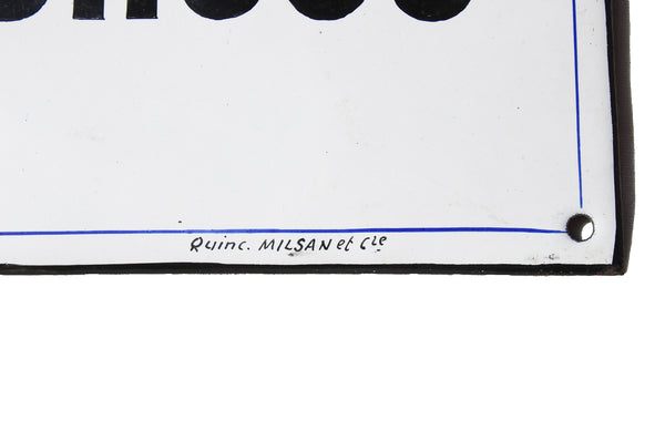 Ancienne plaque émaillée d'utilité bombée / Caoutchouc / 24.9 cm x 14.9 cm