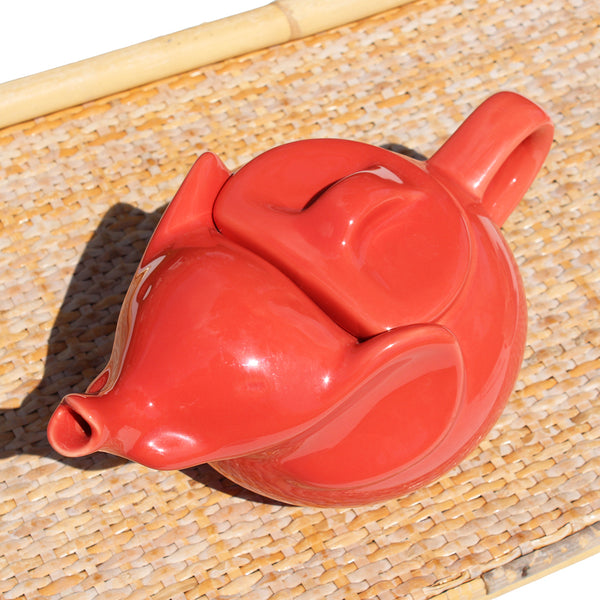 Théière publicitaire thé Éléphant en faïence coloris fraise