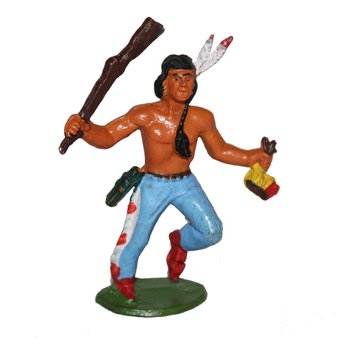 Figurine plastique Starlux indien avec scalp Far West