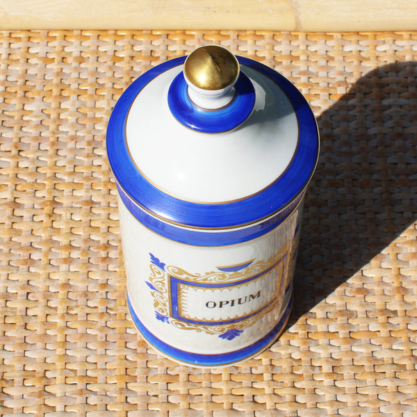 Ancien pot à pharmacie Opium / Porcelaines de Couleuvre / Apothicaire