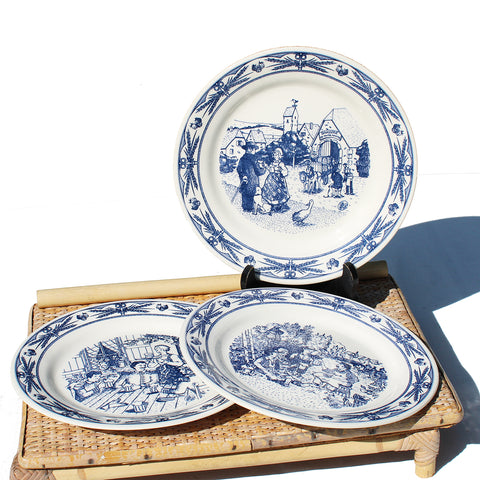 Ensemble vintage de 3 assiettes plates publicitaires bière Maître Kanter Kanterbräu