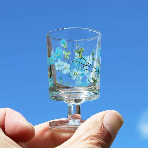 Service à liqueur vintage carafe + 6 verres / modèle Veronica / Myosotis