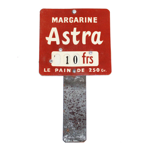 Étiquette de boucherie / fromagerie vintage Margarine Astra / prix en francs