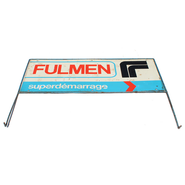 Ancienne plaque publicitaire 76 cm x 31 cm / tôle non émaillée / Batteries Fulmen