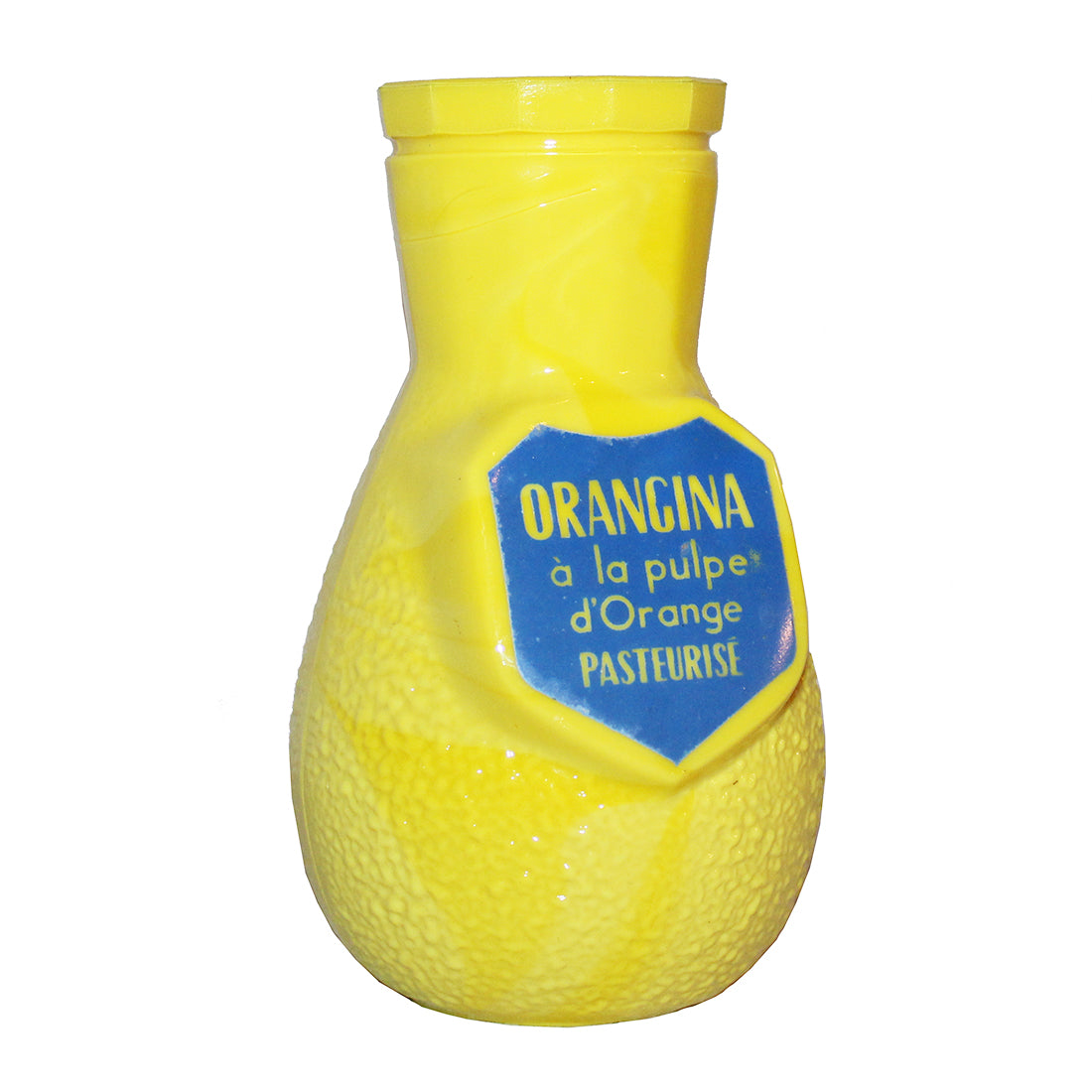 Porte paille publicitaire de bistrot vintage Orangina en opalex jaune