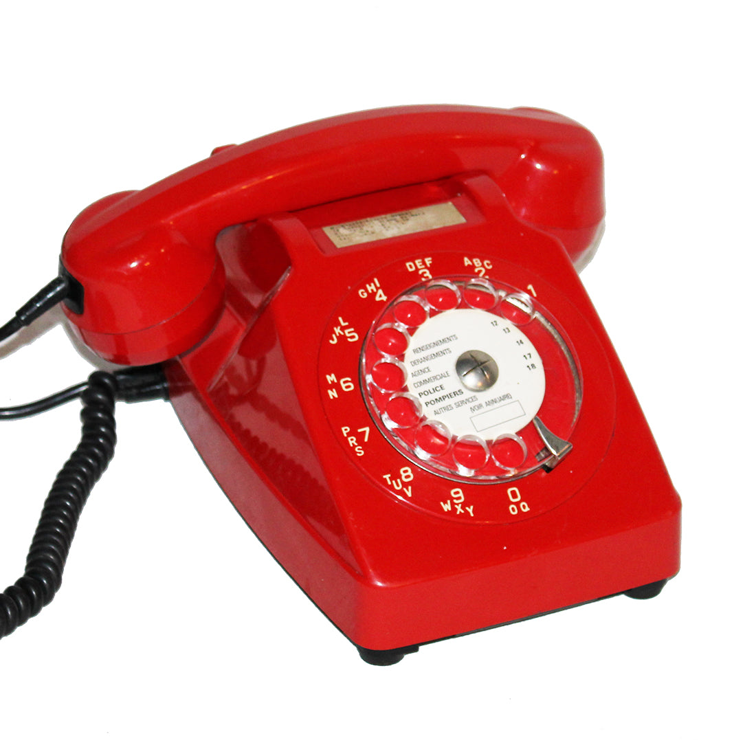 Téléphone vintage ericsson Socotel S63 rouge à cadran