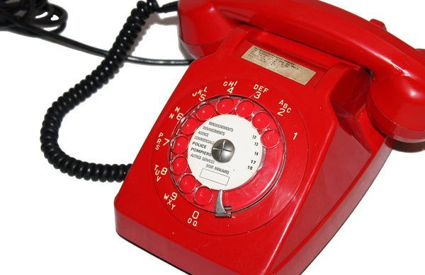 Téléphone vintage ericsson Socotel S63 rouge à cadran
