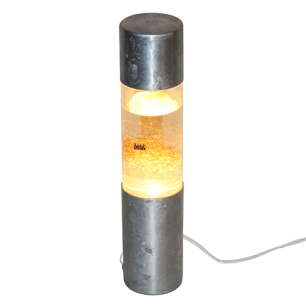 Lampe à paillettes Christel vintage space age 32.5 cm en alu brossé & verre