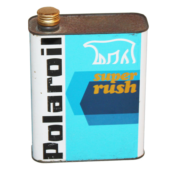 Bidon d'huile moteur publicitaire vintage Polaroil super rush / rempli jamais ouvert