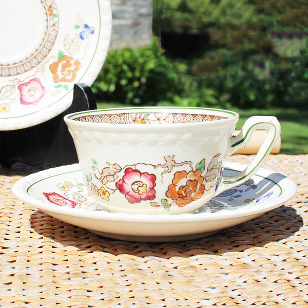 Paire de tasses à thé vintage + soucoupes en faïence de Villeroy & Boch modèle Nanking