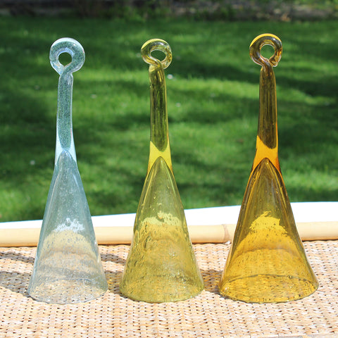 Ensemble de 3 verres pomponnettes à anneau Biot vintage 25 cm / flûtes à champagne