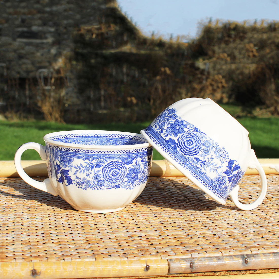 Paire de tasses à déjeuner anciennes en faïence de Villeroy & Boch modèle Burgenland