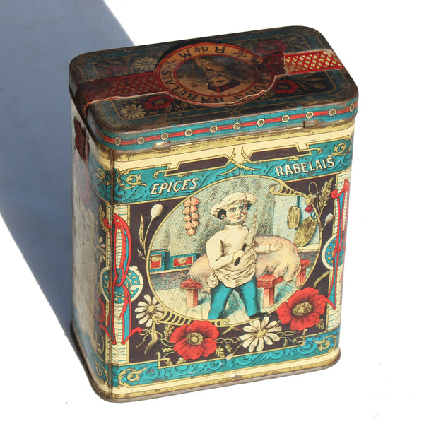 Ancienne boîte en tôle publicitaire Épices Rabelais / Raynaud de Mazan Marseille