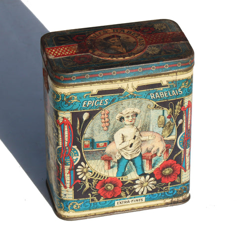 Ancienne boîte en tôle publicitaire Épices Rabelais / Raynaud de Mazan Marseille