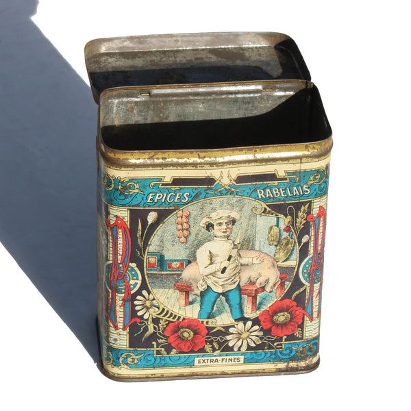 Ancienne boîte en tôle publicitaire Épices Rabelais / Raynaud de Mazan Marseille