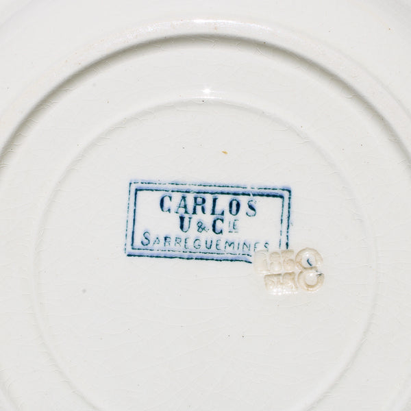 Ensemble de 6 assiettes creuses anciennes 23 cm en faïence de U & C Sarreguemines modèle Carlos