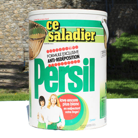 Maxi baril publicitaire de lessive Persil vintage vide en carton