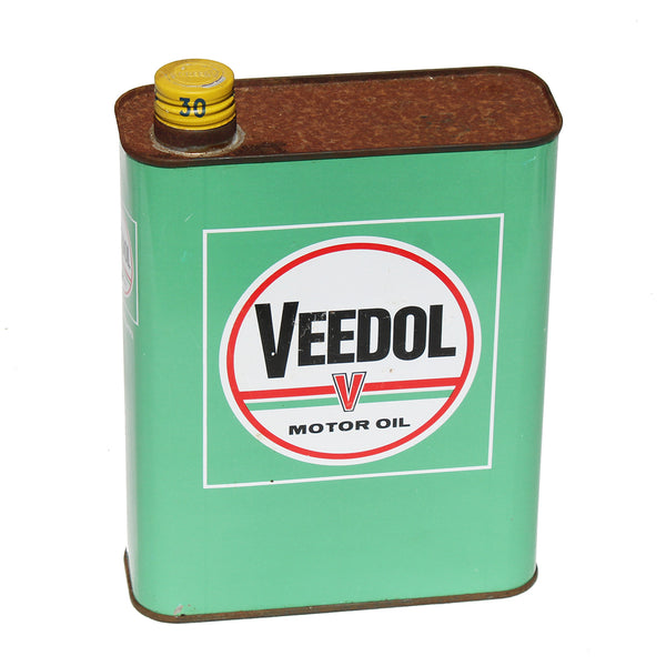 Bidon d'huile moteur publicitaire vintage Veedol / rempli jamais ouvert