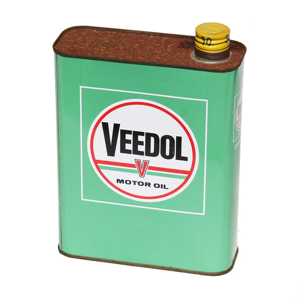 Bidon d'huile moteur publicitaire vintage Veedol / rempli jamais ouvert
