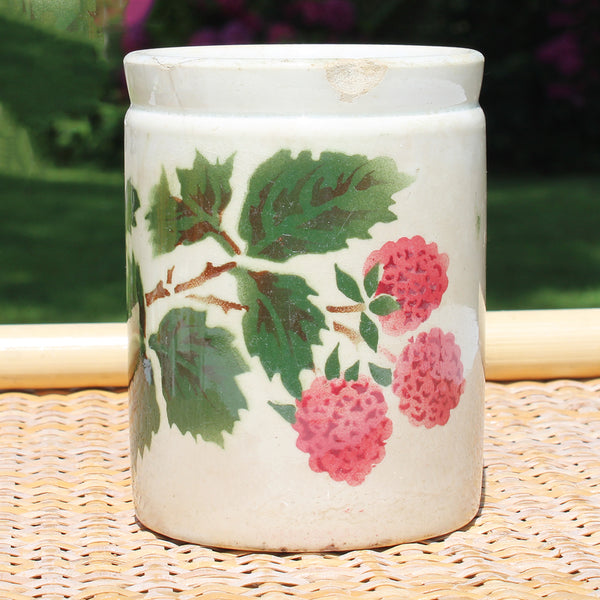 Ancien pot à confiture de framboise ( no Félix Potin Damoy )