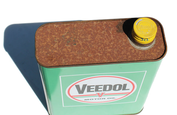 Bidon d'huile moteur publicitaire vintage Veedol / rempli jamais ouvert