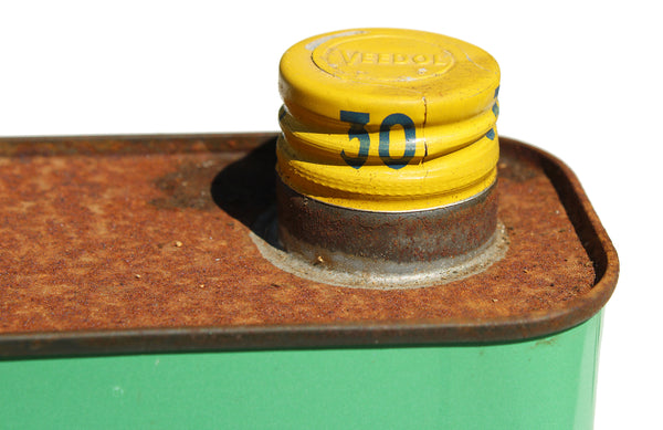 Bidon d'huile moteur publicitaire vintage Veedol / rempli jamais ouvert