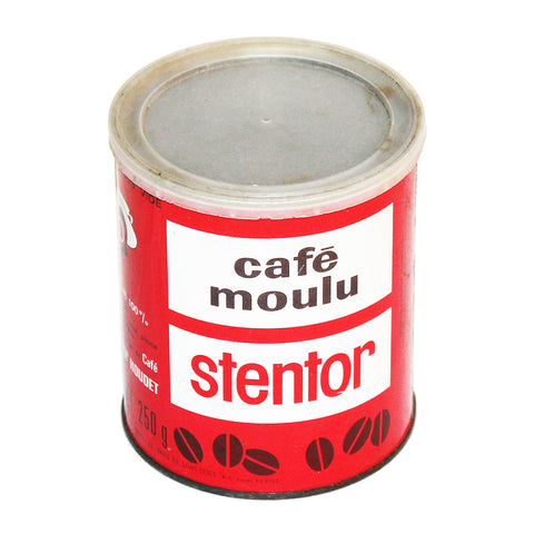 Boîte publicitaire vintage vide café Stentor moulu en tôle lithographiée