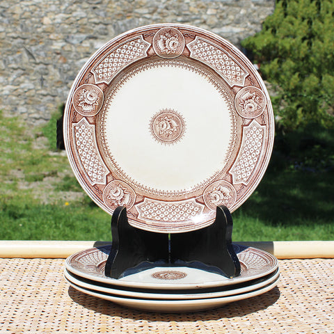 Ensemble de 4 assiettes anciennes anglaises en faïence / modèle Florence