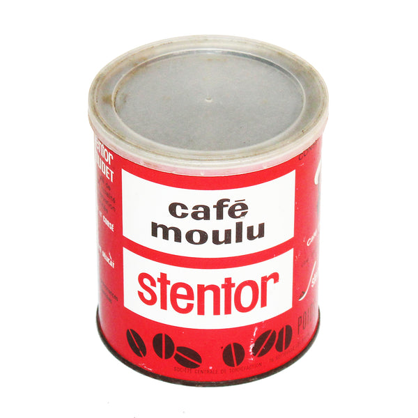 Boîte publicitaire vintage vide café Stentor moulu en tôle lithographiée
