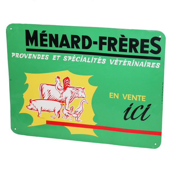 Ancienne plaque publicitaire Ménard-Frères spécialités vétérinaires à Thouars
