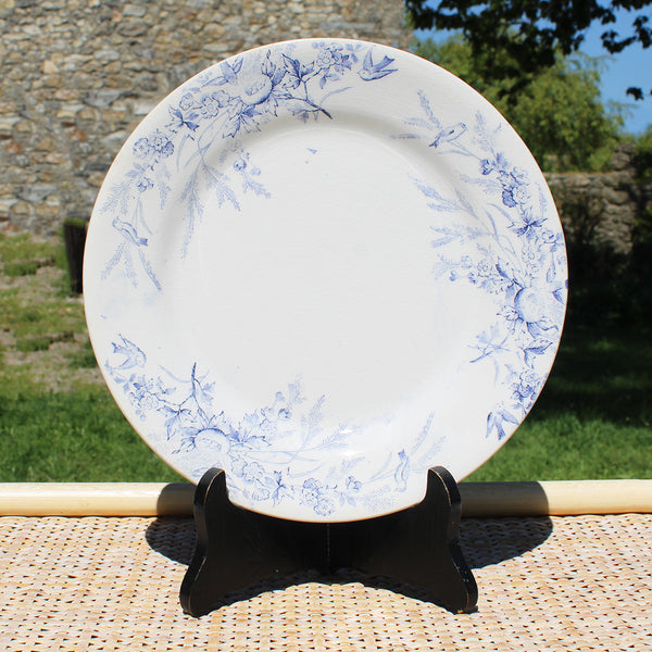 Ancienne assiette plate 23.5 cm en faïence / Creil et Montereau modèle Linotte