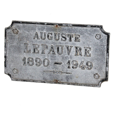 Ancienne plaque funéraire / cimetière / Auguste Lepauvre 1890 - 1949
