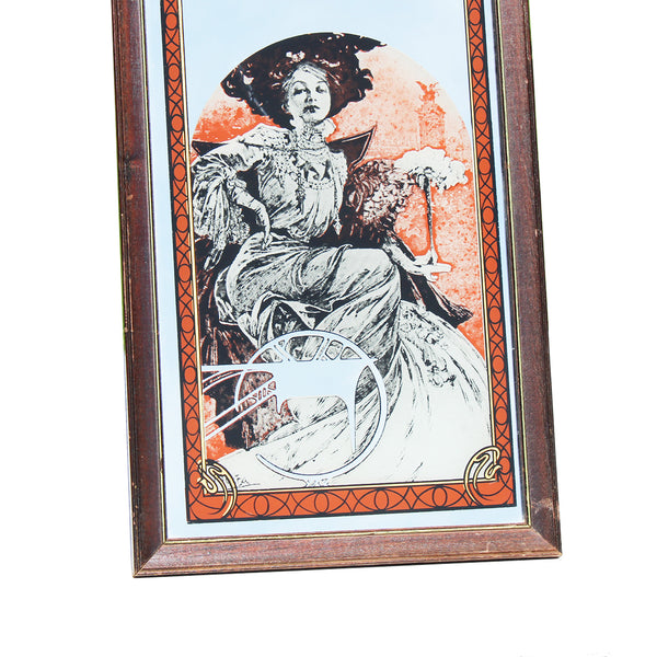 Grand miroir mural sérigraphié vintage modèle femme par Alphonse Mucha