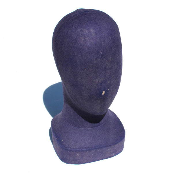 Ancienne marotte / présentoir / forme à chapeau / tête de modiste / feutrine coloris violet