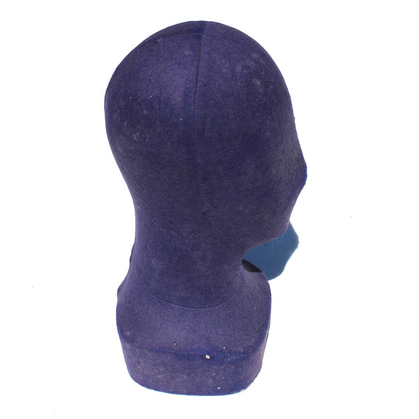 Ancienne marotte / présentoir / forme à chapeau / tête de modiste / feutrine coloris violet