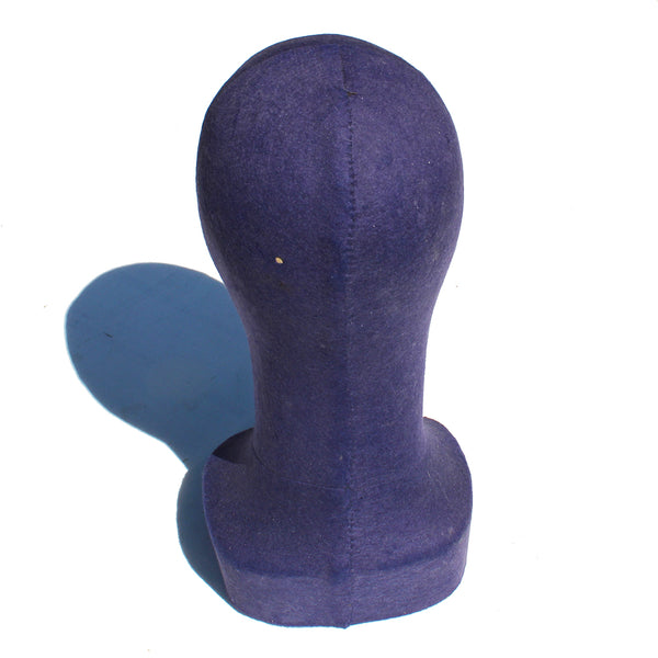 Ancienne marotte / présentoir / forme à chapeau / tête de modiste / feutrine coloris violet
