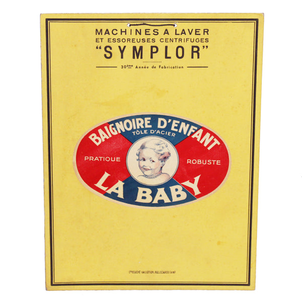 Ancien carton publicitaire SYMPLOR - LA BABY – Baignoire d’enfant – Années 1950